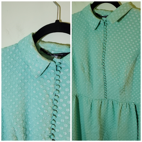 Kensie Mint Green Textured Dot Retro / Mod Dress - Picture 5 of 13